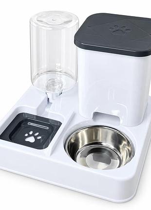 Кормушка с поилкой pet automatic 2 в 1 белая