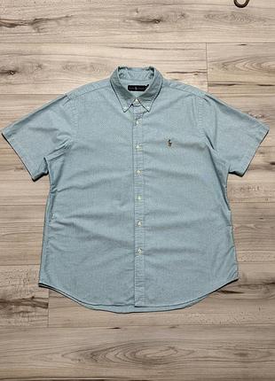 Рубашка с коротким рукавом ральф лорен ralph lauren short sleeve oxford shirt, xl, оригинал