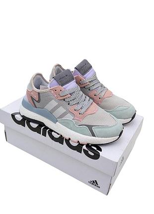 Жіночі кросівки adidas nite jogger сірі з рожевим