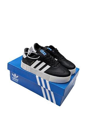 Жіночі кросівки adidas samba чорні з білим