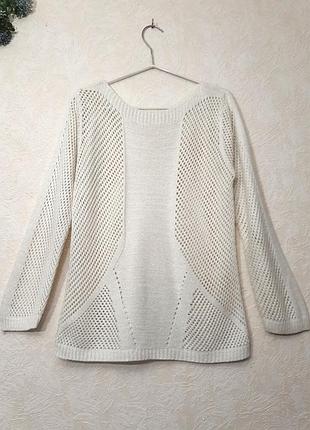 Брендовий ажурний джемпер / кофточка лодочка жіноча prana parker sweater молочна/біла з люрексом светр-сітка s m