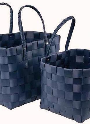 Набір плетених кошиків для зберігання aldi wicker basket, 2 шт., сірі, 24×30×27 і 22×22×22 см