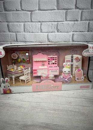 Игрушечный набор с флоксовыми животными fairy зайчики счастливая семья кухня 6617