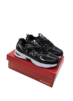 Зимові кросівки new balance 530 чорні з білим (хутро)
