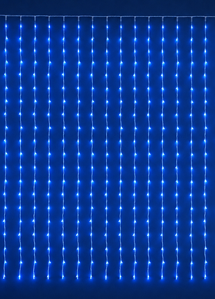 Гірлянда водоспад 300 led 3х2 м лампа лінза 10 гілок синя
