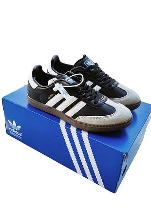 Кроссовки adidas samba vegan черные с бежевым