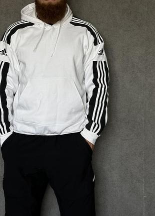 Худі чоловіче adidas біле з чорними смужками