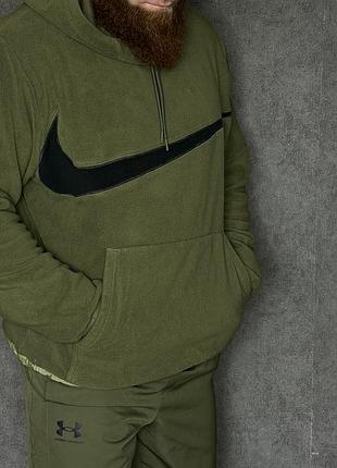 Худі nike чоловіче оливкове флісове з капюшоном