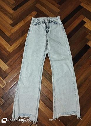 Жіночі джинси палаццо світло-блакитні з необробленим краєм турецького виробництва