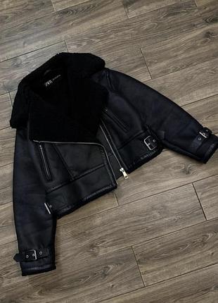 Дубленка авиатор косуха zara размер s 4