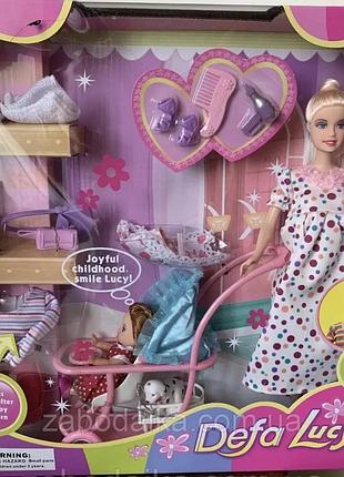 Лялька з дитиною defa lucy вагітна із собачкою сім'я