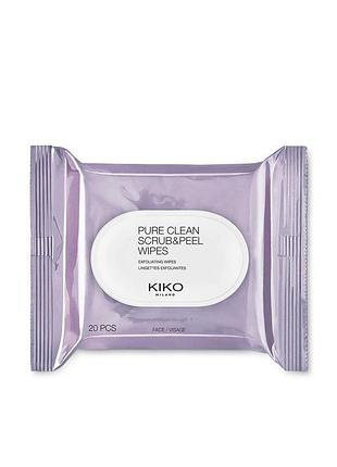Серветки для обличчя pure clean scrub & peel wipes kiko milano. серветки для обличчя кіко мілано