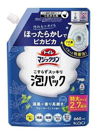 Піна-спрей для чищення унітазу kao toilet magiclean no-scrub (японія) аромат водяної м'яти, поповнення 660 мл