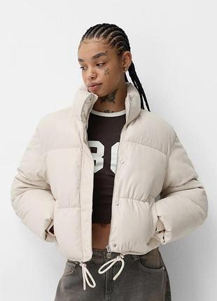Пуховик куртка из эко кожи bershka новый с бирками
