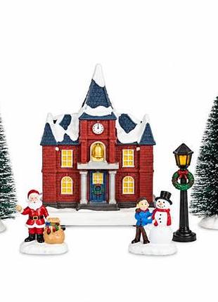 Новогодний набор декораций zd trading christmas decoration set of 14 – рождественский городок с подсветкой, 14 элементов