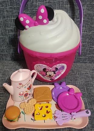 Ігровий набір посуду disney мінні маус з відерцем minnie mickey mouse чайник minnie