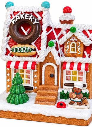 Новогодняя декоративная композиция the jolly collections magic village «gingerbread house» — пряничный домик с подсветкой