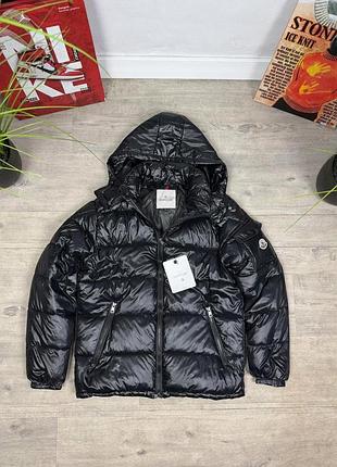 Зимовий чорний пуховик moncler maya розміри m, l, xl, xxl