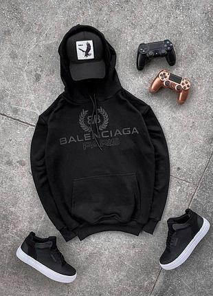 Демисезонное черное худи balenciaga размеры s-xxl