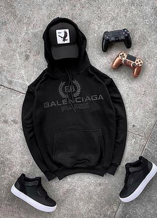 Молодежное черное худи balenciaga на демисезон (s-xxl)
