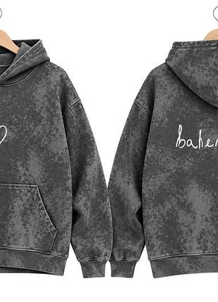 Сіре худі balenciaga з ефектом виварювання розмір xs-xxl