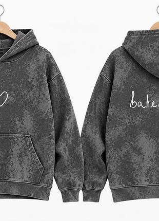 Фірмове худі balenciaga сіре з вареним ефектом xs-xxl