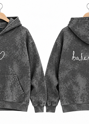 Худі з ефектом виварювання balenciaga сіре xs-xxl