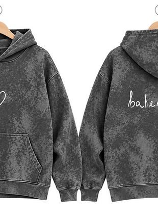 Бавовняне худі balenciaga сірого кольору з варкою xs-xxl