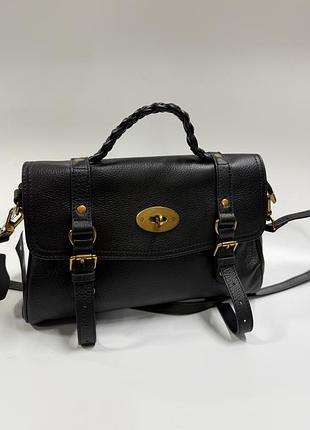 Сумка жіноча mulberry шкіряна чорна через плече