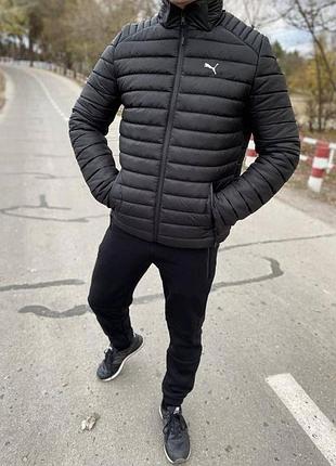 Стеганая куртка puma черная s-xxl демисезон тренд сезона
