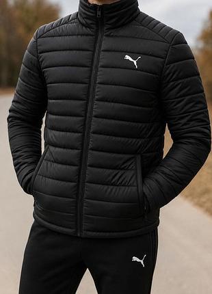 Чорна куртка puma стьобана демісезон s-xxl