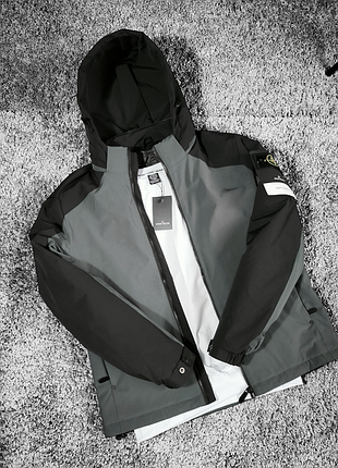 Куртка stone island черная с графитовым xl 2xl весна/осень
