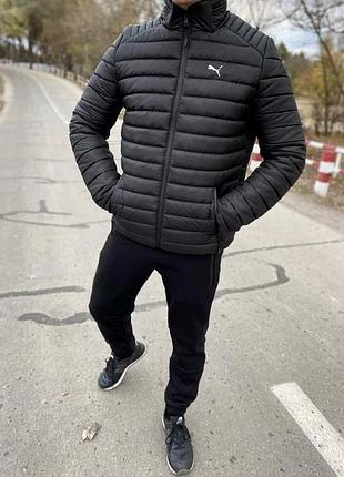 Демісезонна стьобана куртка puma чорна s-xxl