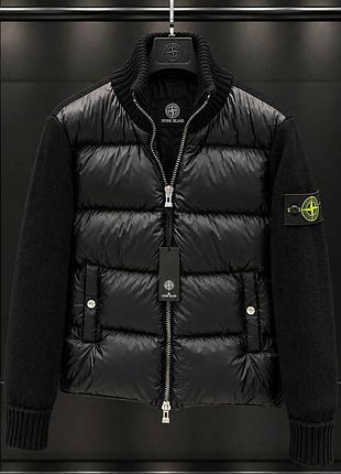 Черная брендовая куртка stone island