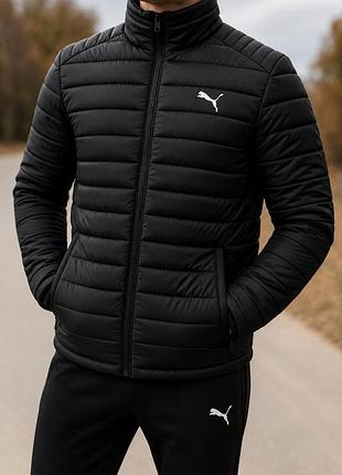 Куртка puma стеганая черная демисезон s-xxl