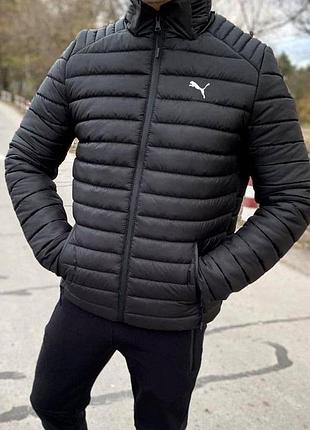 Стеганая демисезонная куртка puma черного цвета s-xxl