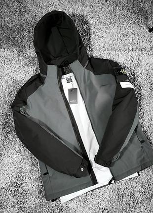 Куртка stone island в черно-графитовом цвете xl 2xl демисезон