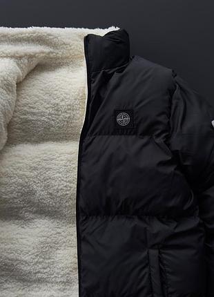 Куртка stone island двусторонняя зима черно-белая s-3xl