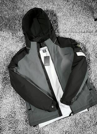 Осенняя весенняя куртка stone island графитовая и черная xl 2xl