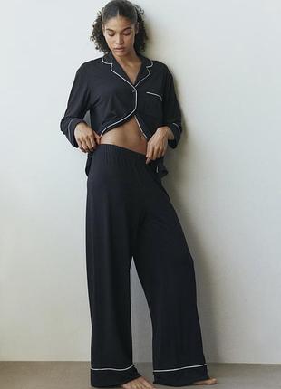 Піжама жіноча чорна з довгим рукавом, розмір m бренд h&m