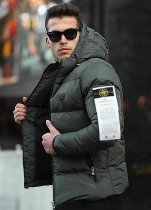 Куртка хаки stone island зима xs-xxl