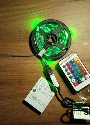 Led стрічка від павербанка usb 5м та 10м з пультом (rgb підсвітка)