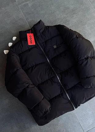 Чоловіча куртка з капюшоном hugo boss зимова чорна s-xxl