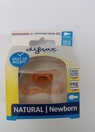 Пустушка difrax natural newborn для передчасно народжених дітей, силіконова, помаранчева