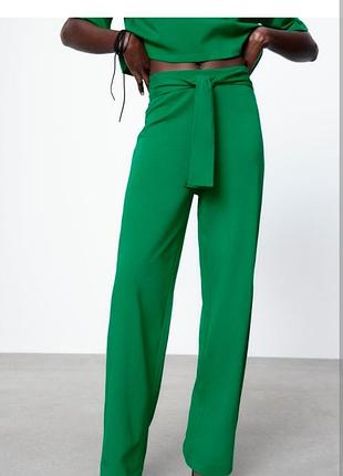 Брюки zara с вымовой посадкой, хлопок