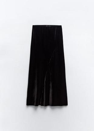 Zara, оксамитова, спідниця, юбка, міді,
