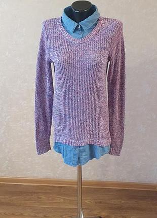 Яскравий джемпер-обманка 2 в 1 f&f з імітацією сорочки, р. 34 (xs) бавовна
