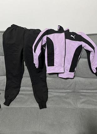 Спортивний костюм дитячий puma бузково-чорний 128 см