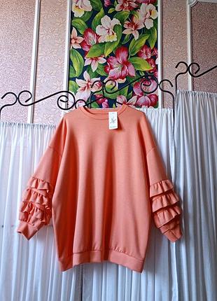 Стильний оранжевий світшот з воланами new collection.
