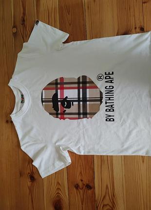 Футболка bape x burberry оверсайз біла